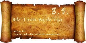 Bálinth Valéria névjegykártya